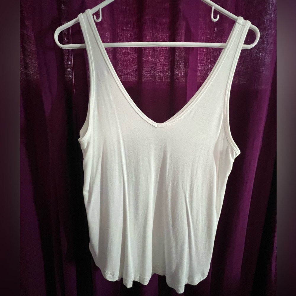Abercrombie Soft AF Drapey White Tank